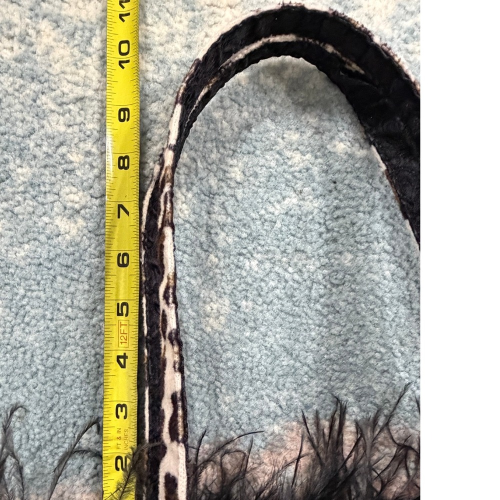 Leopard Print Faux Fur Tote Bag Ostrich Feather Girls Night Out Bachelorette - Picture 8 of 13